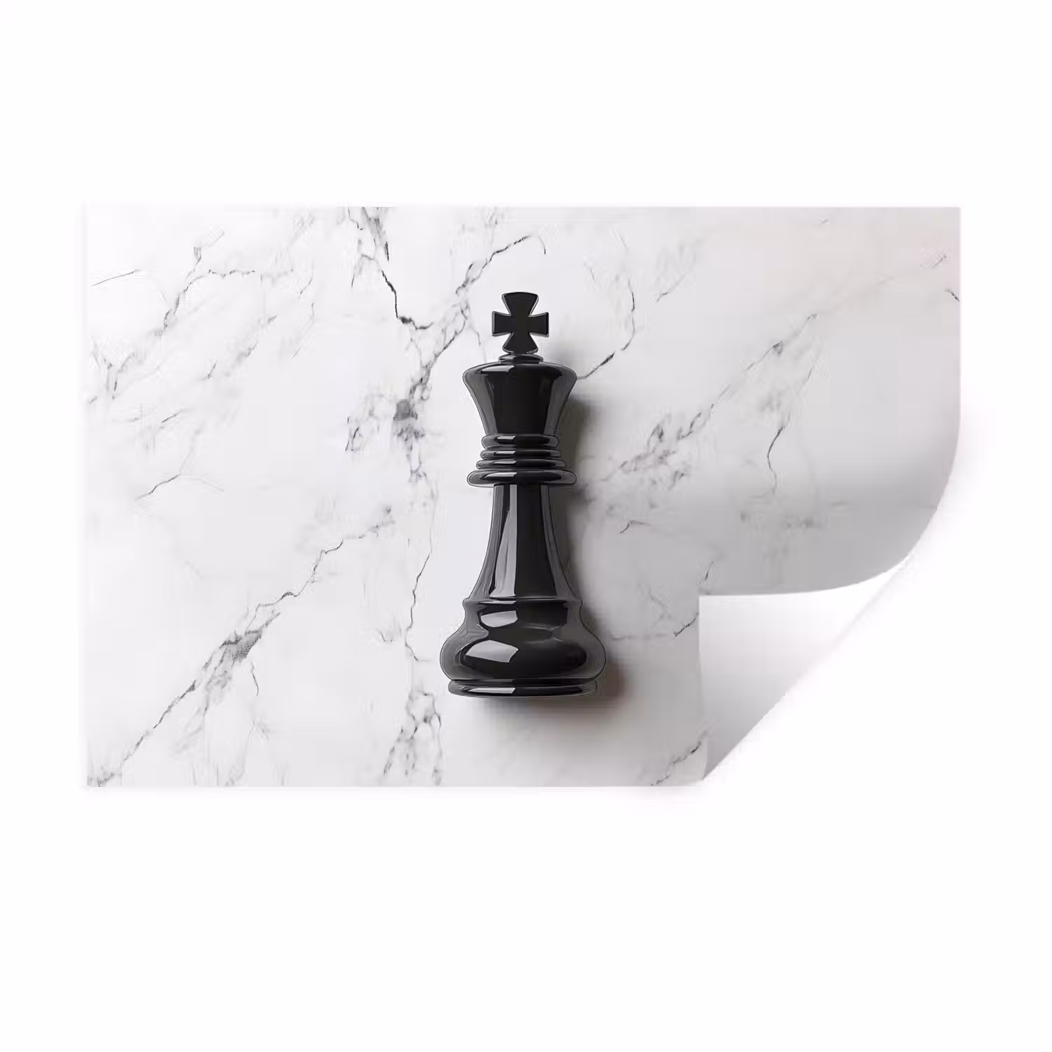 Schaakstuk - Koning - Zwart - Marmer Muursticker klein -3d