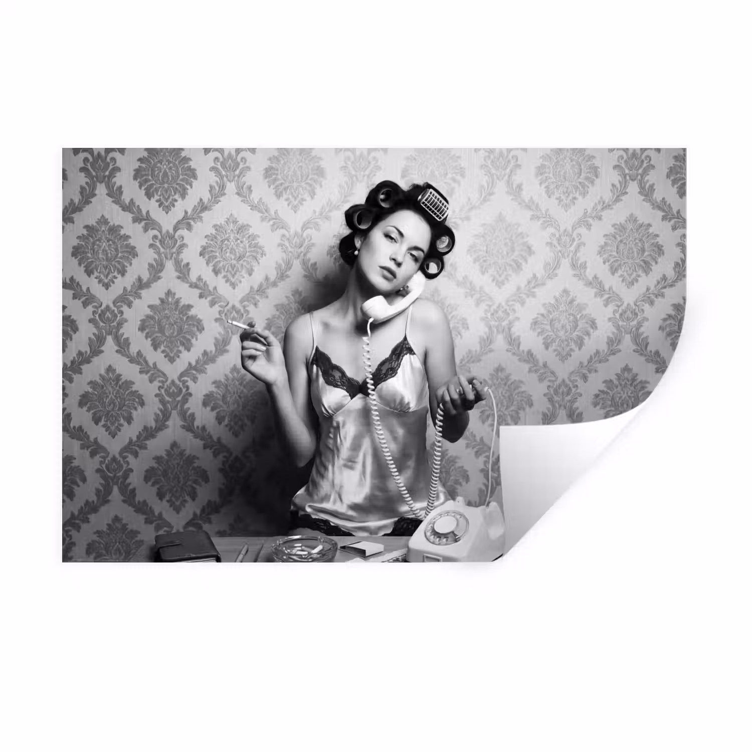 Chic - Vrouw - Zwart - Wit Muursticker klein -3d
