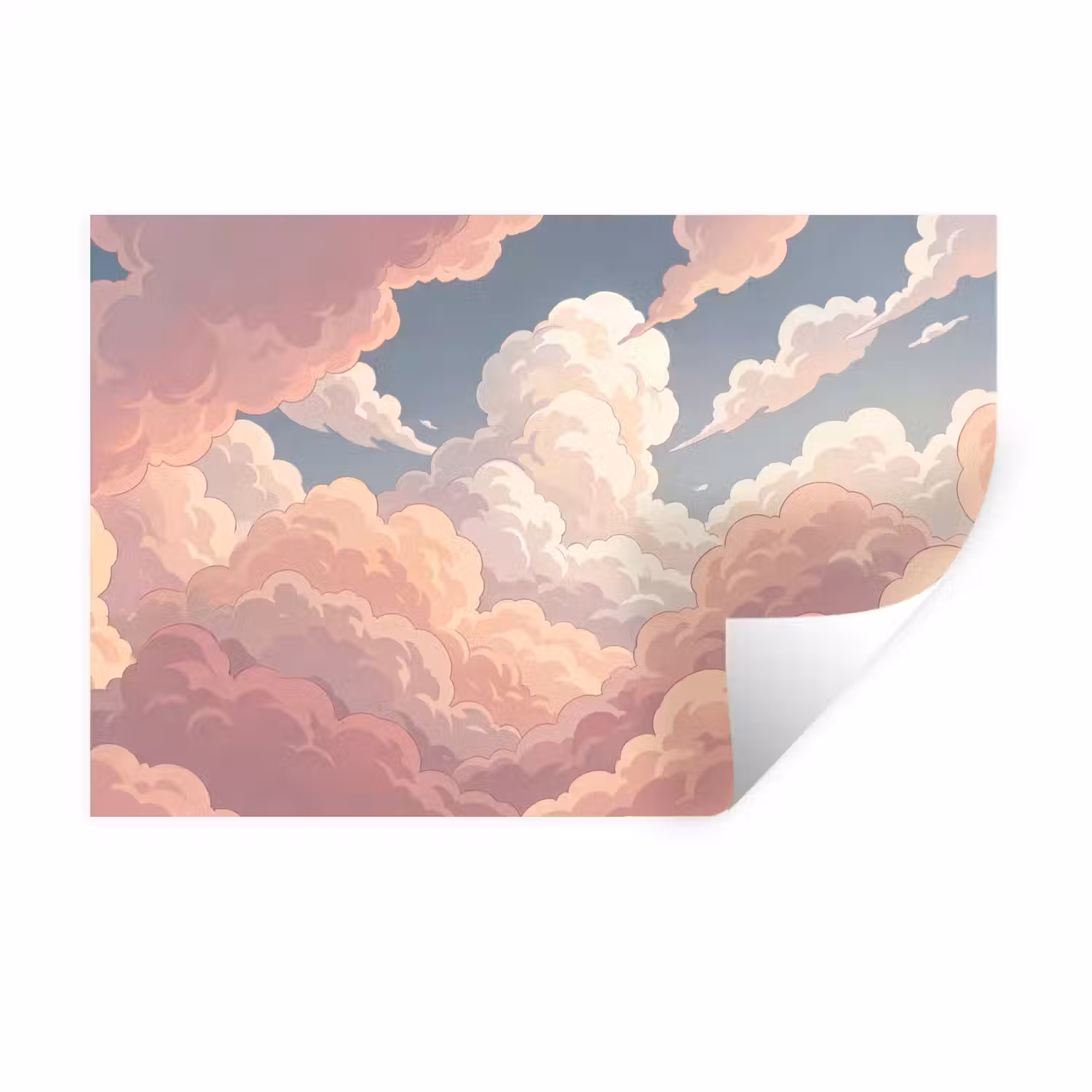 Wolken - Lucht - Natuur - Pastel - Roze Muursticker klein -3d