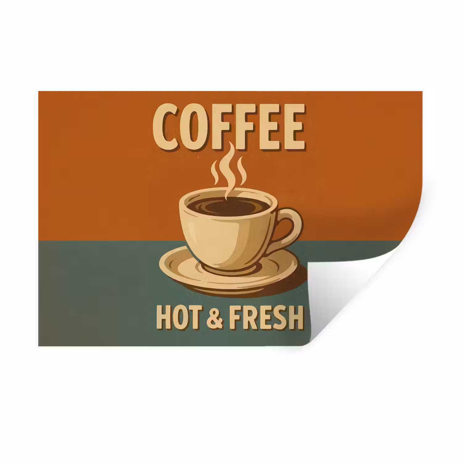 Koffie - Kop - Vintage - Quote Muursticker klein -3d