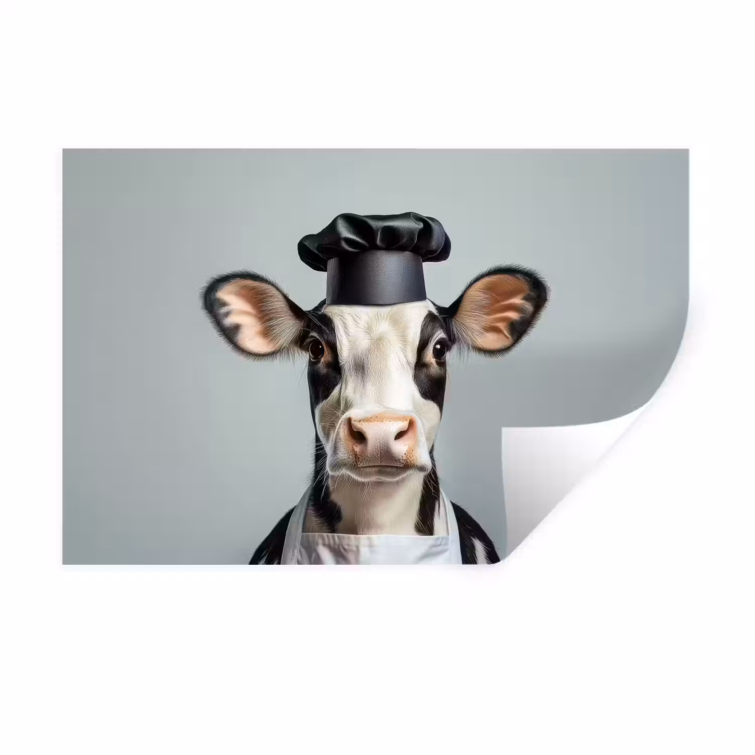 Koe - Zwart - Wit - Kok Muursticker klein -3d