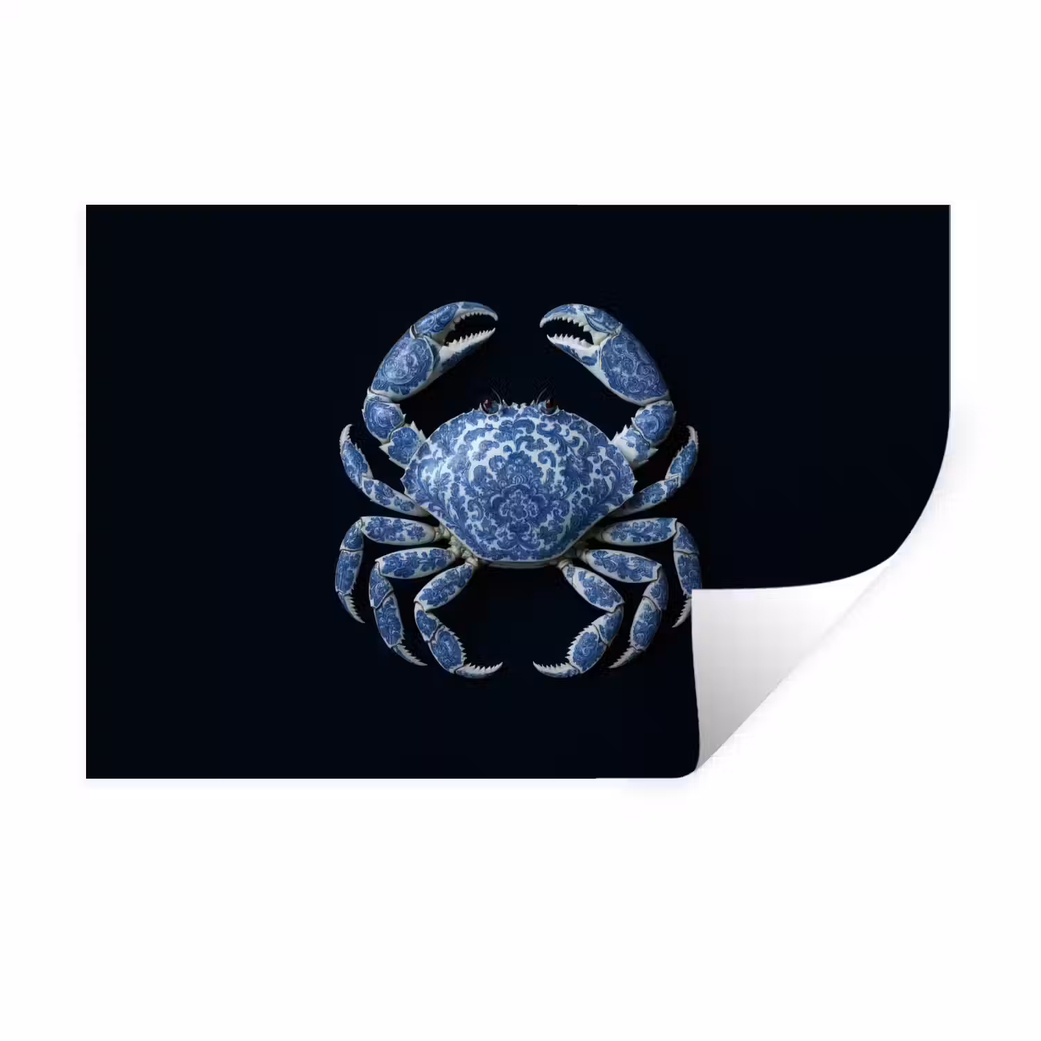 Krab - Delfts blauw - Dieren Muursticker klein -3d