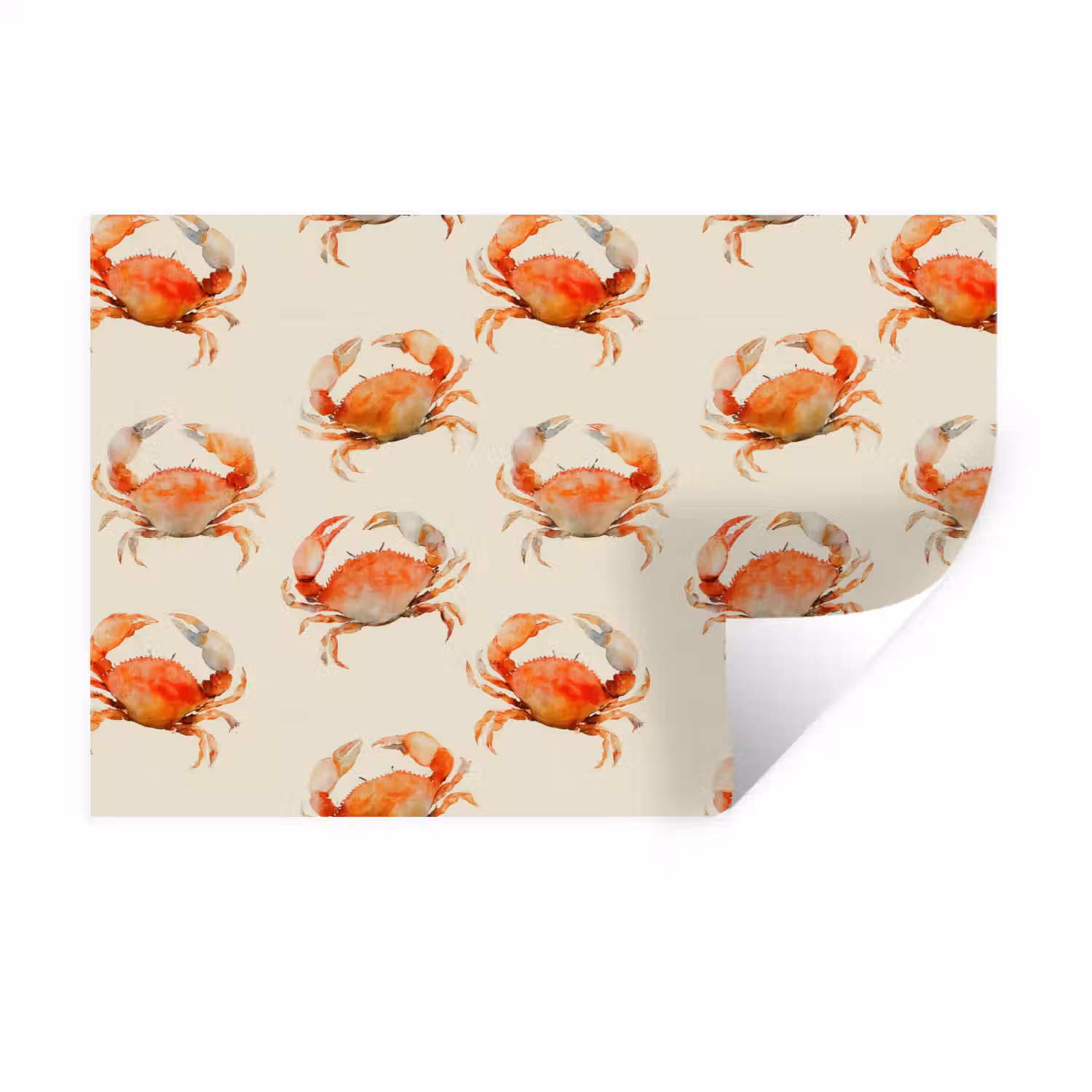 Krabben - Patroon - Oranje Muursticker klein 286 -3d