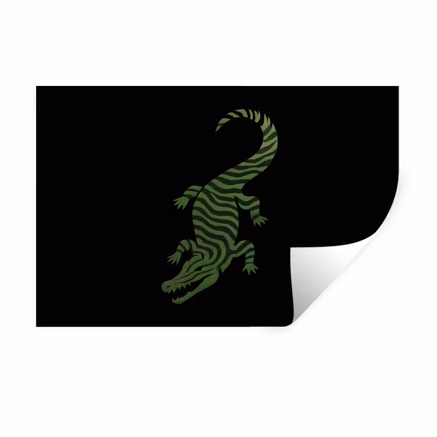 Krokodil - Groen - Tijgerachtig - Strepen Muursticker klein -3d