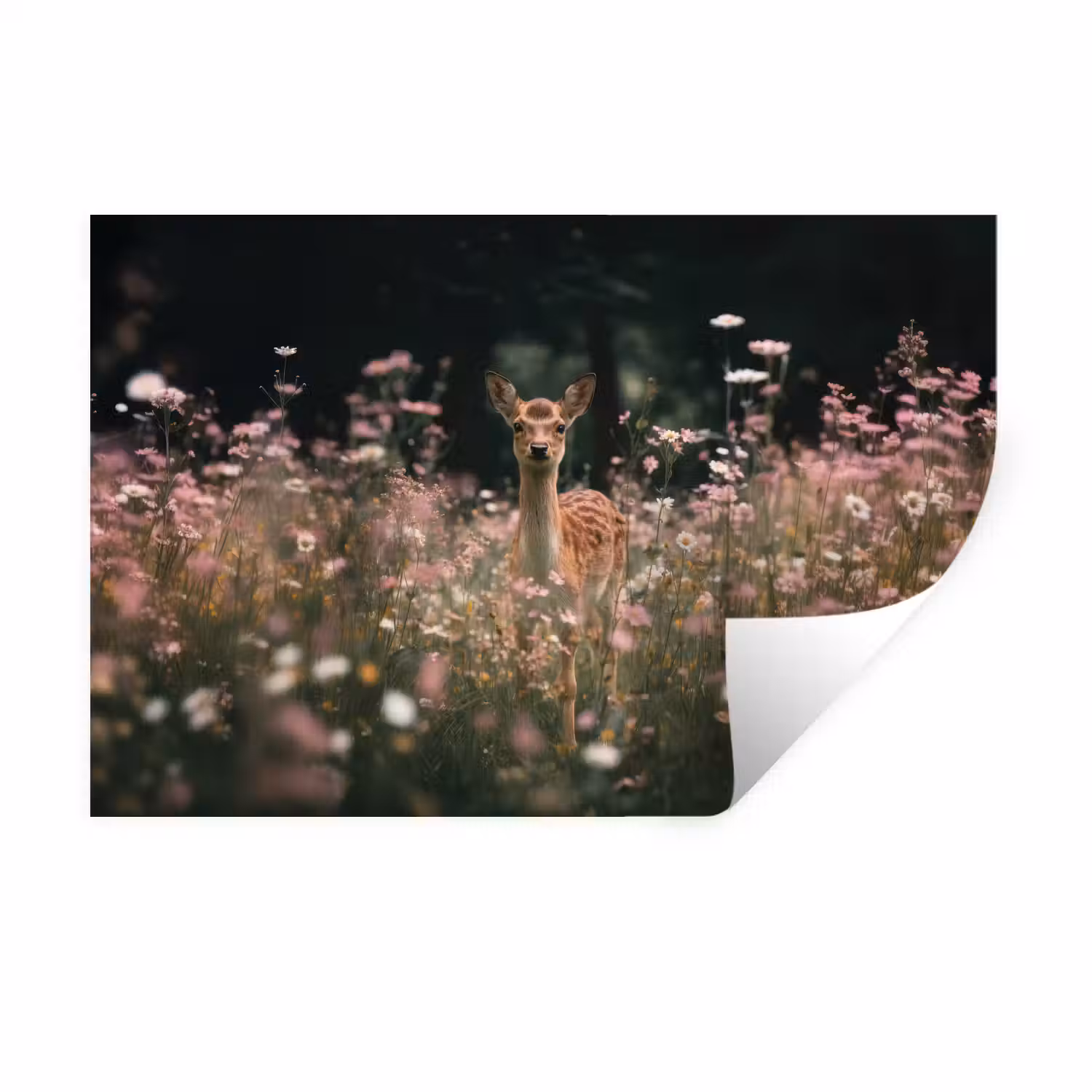 Hert - Wilde bloemen - Bos Muursticker klein -3d