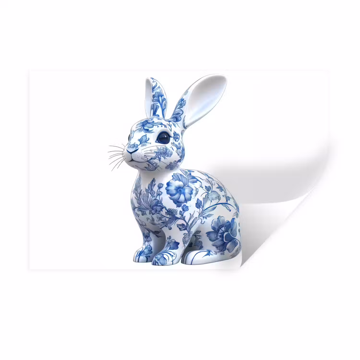 Delftsblauw - Haasje - Wit Muursticker klein -3d