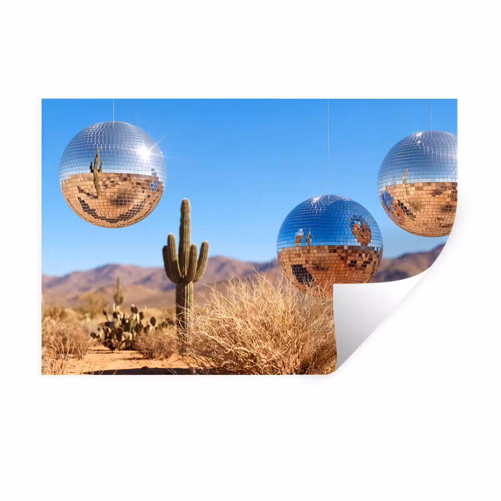 Wall Sticker - Desert - Mirror Ball - Art - Woestijn - Spiegelbal - Kunst Muursticker klein