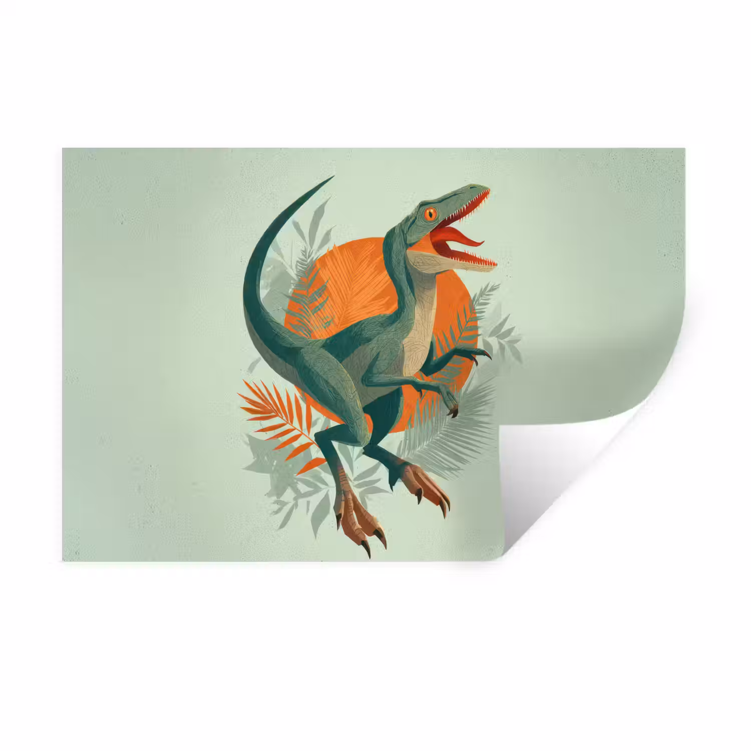 Dino - Bladeren - Grafisch - Groen Muursticker klein -3d