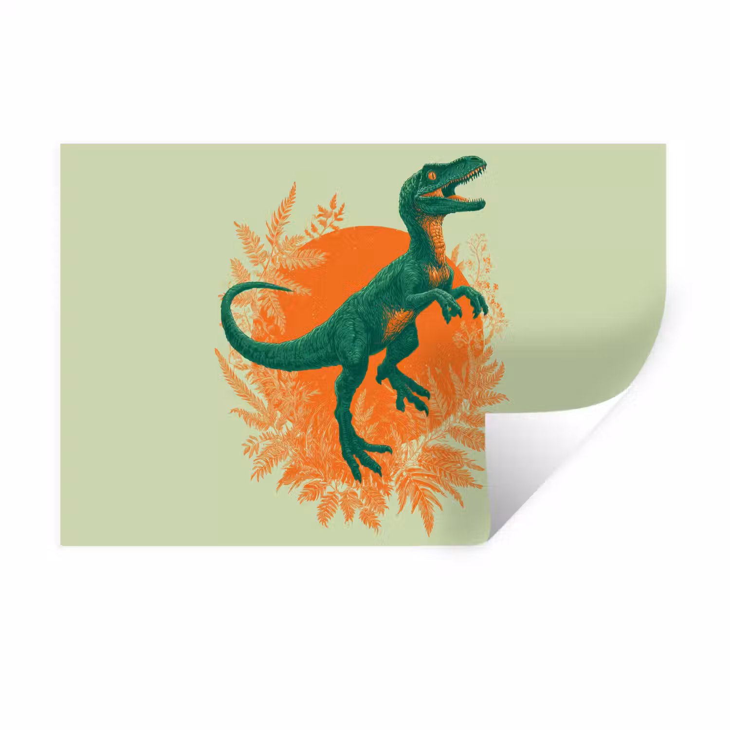 Dinosaurus - Groen - Planten - Cirkel Muursticker klein -3d