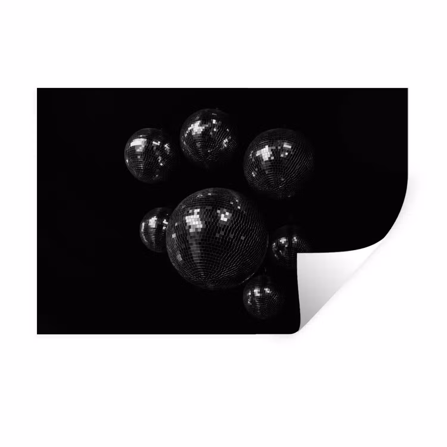Discoballen - Minimalistisch - Zwart Muursticker klein -3d