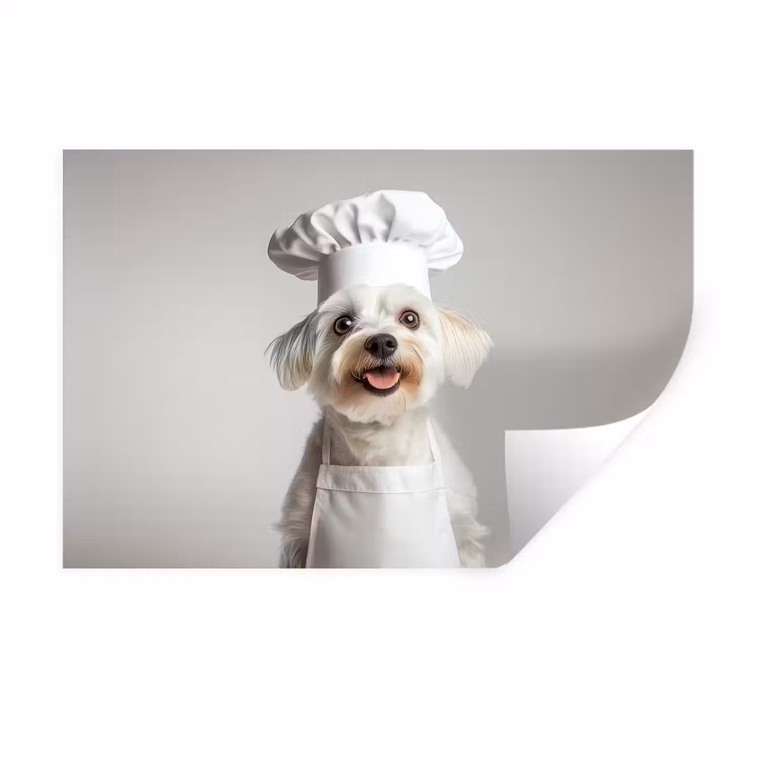 Hond - Wit - Kok Muursticker klein -3d