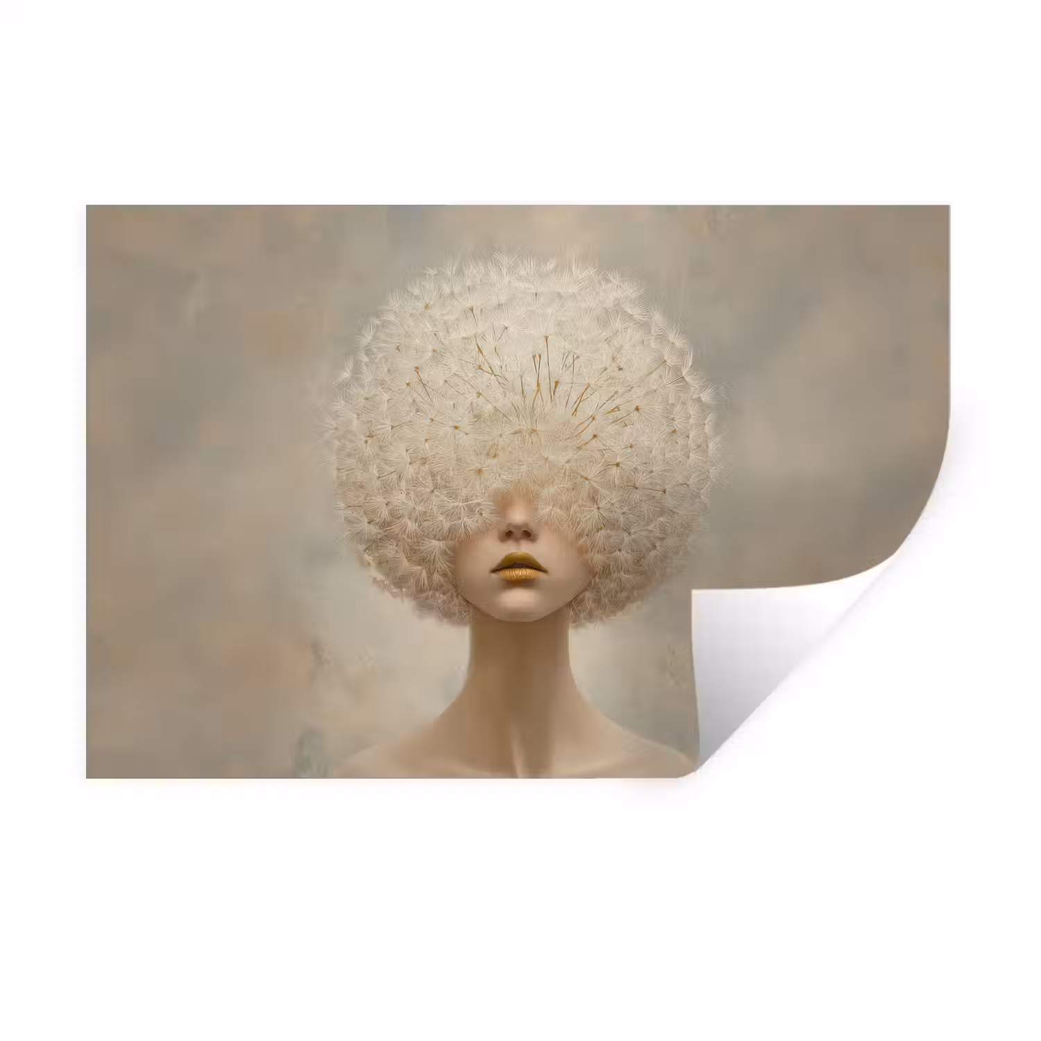 Dromerig - Beige - Paardenbloemzaadjes Muursticker klein -3d