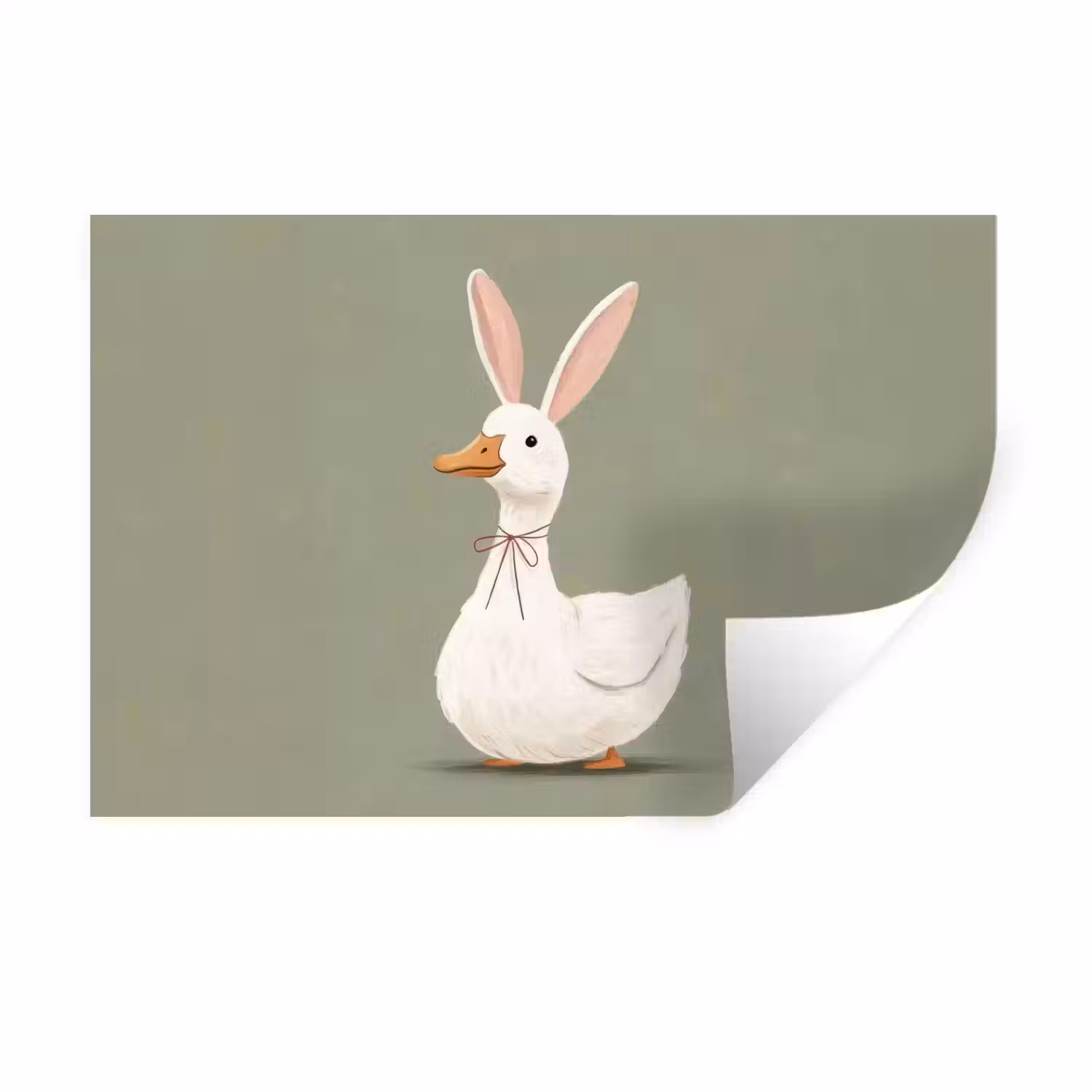 Eend - Konijnoren - Grijs Muursticker klein -3d