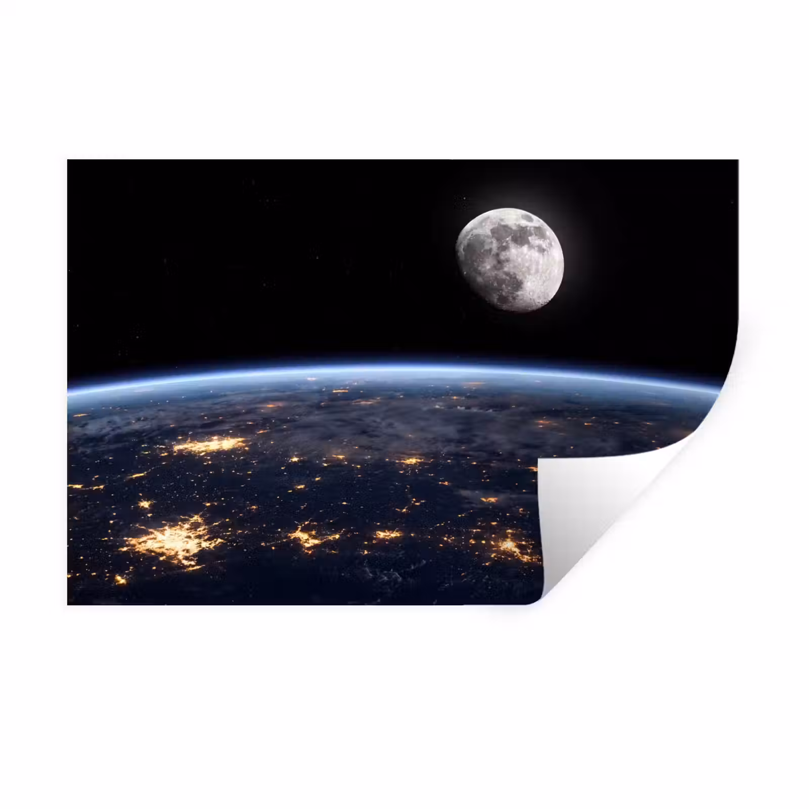 Wall Sticker - Earth - Night - Space - Aarde - Nacht - Ruimte Muursticker klein