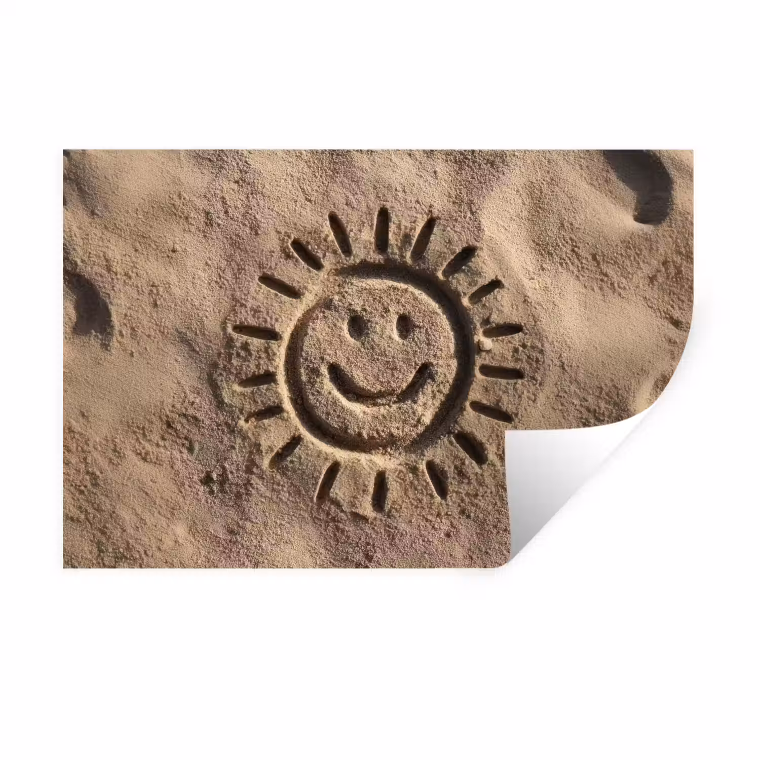 Gezichtje - Zon - Zand - Getekend Muursticker klein -3d
