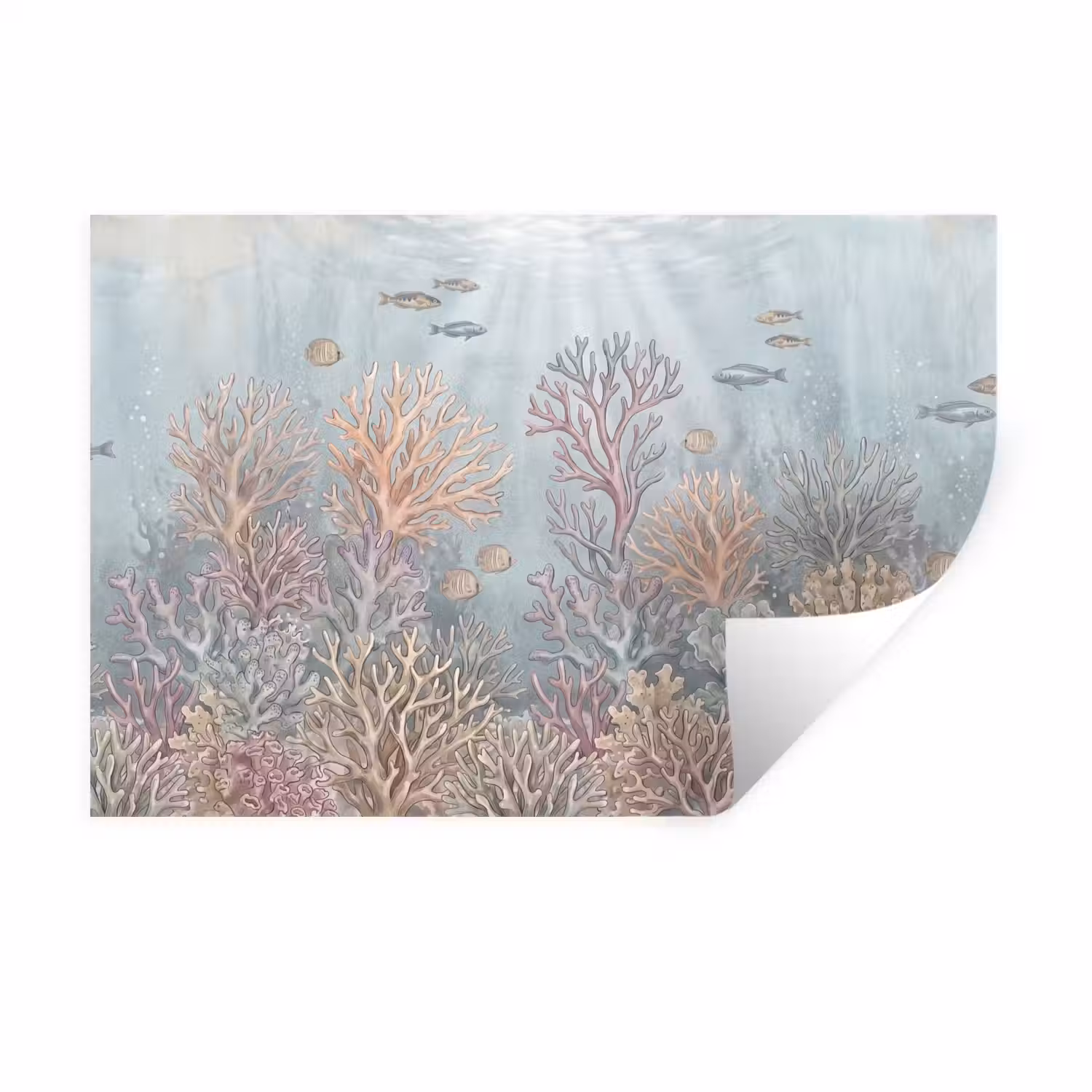 Vis - Koraal - Oceaan - Illustratie - Onderwater Muursticker klein -3d