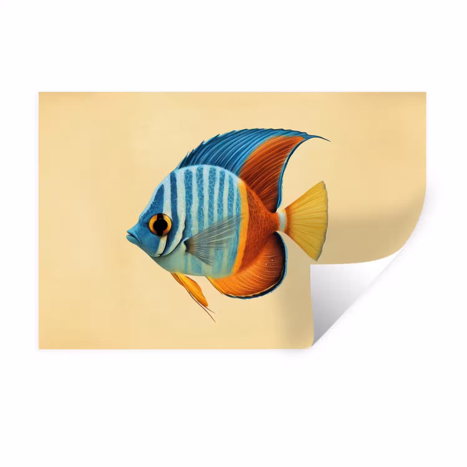 Vis - Vinnen - Blauw - Ogen Muursticker klein -3d