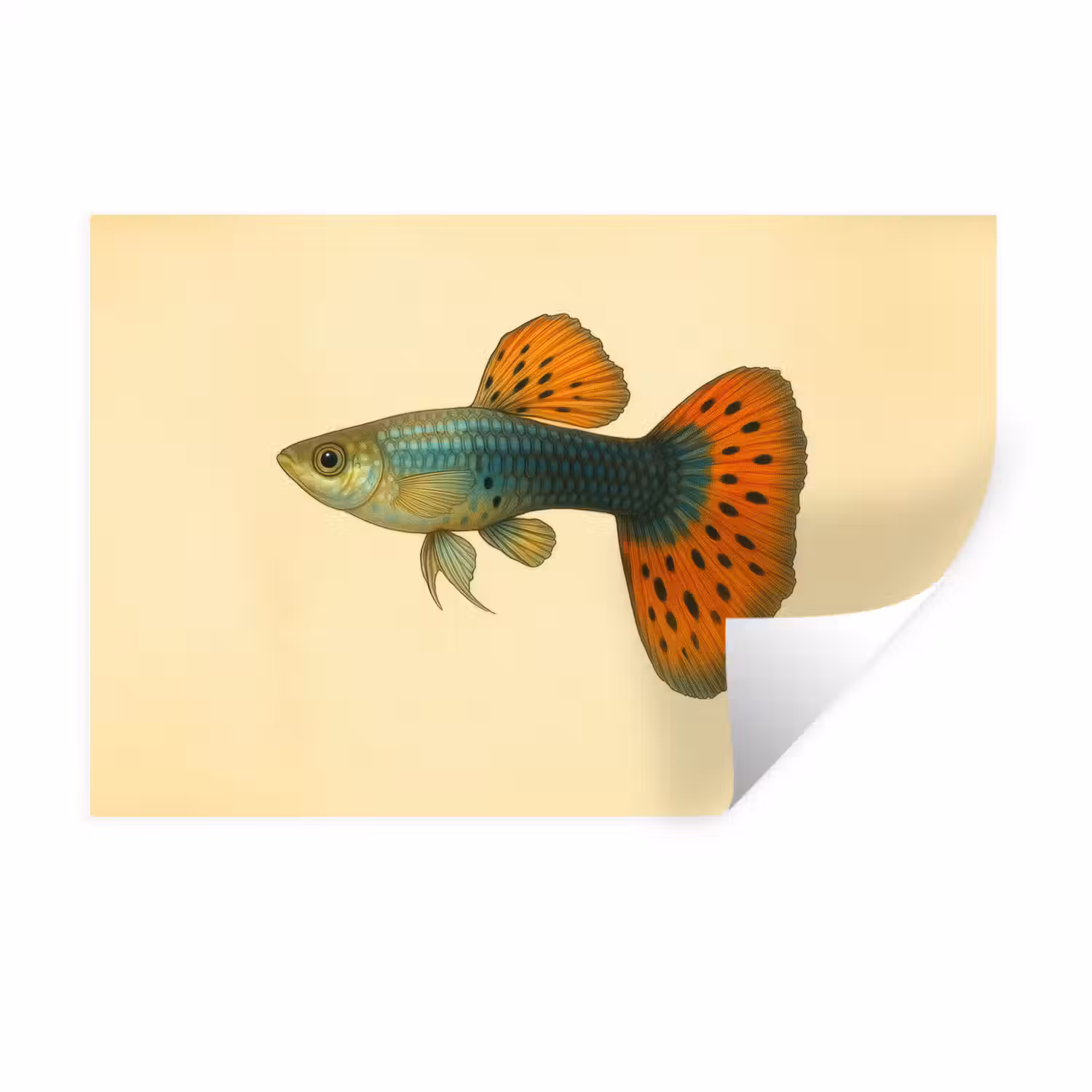 Vis - illustratie - Stippen - Oranje Muursticker klein -3d
