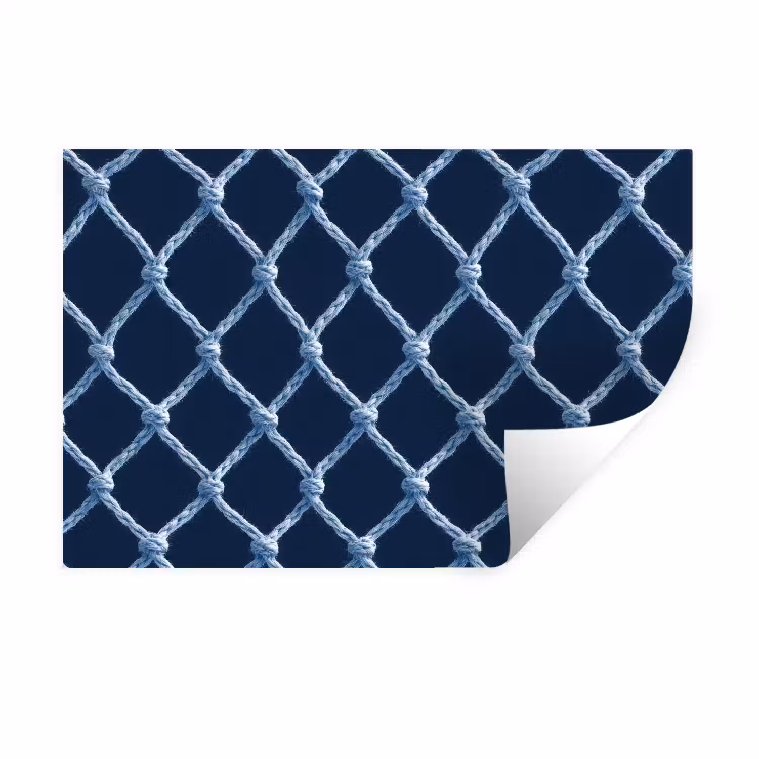 Visnet - Touw - Patroon - Marineblauw Muursticker klein 286 -3d