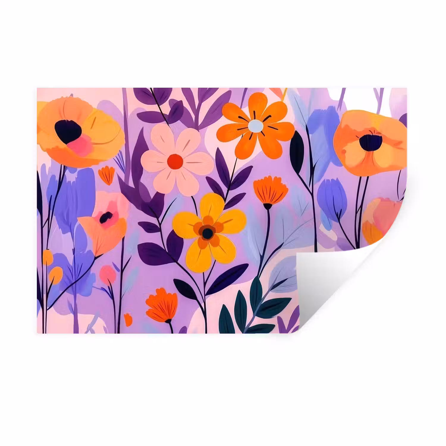 Bloemen - Kleurrijk - Bladeren Muursticker klein -3d