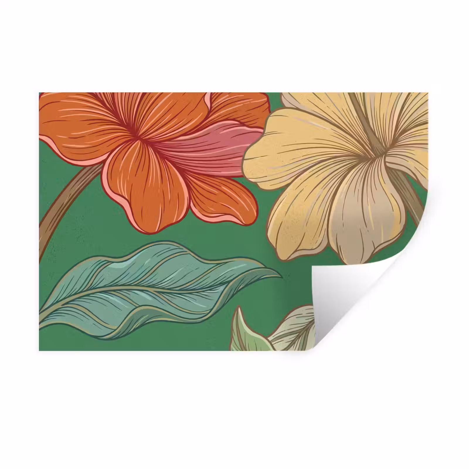 Wall Sticker - Flowers - Greenery - Illustration - Bloemen - Groen - Illustratie Muursticker klein