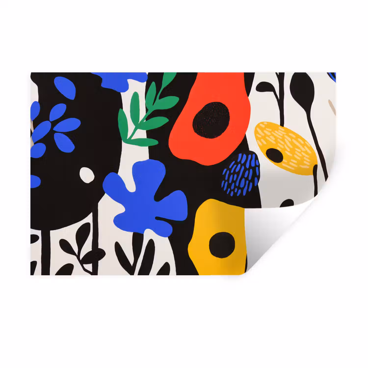 Bloemen - Bladeren - Abstract - Zwart Muursticker klein -3d