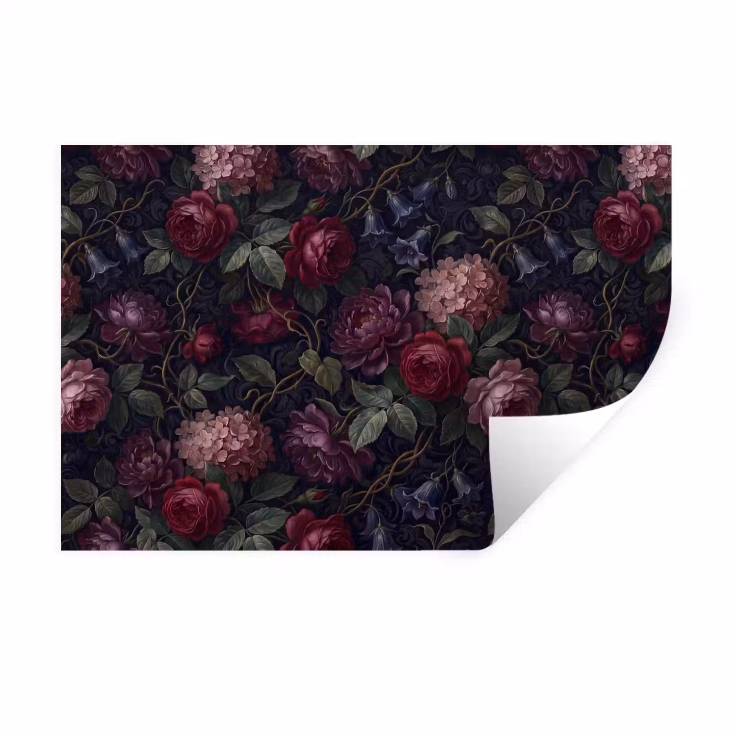 Bloemen - Rood - Klassiek - Donker - Patroon Muursticker klein -3d
