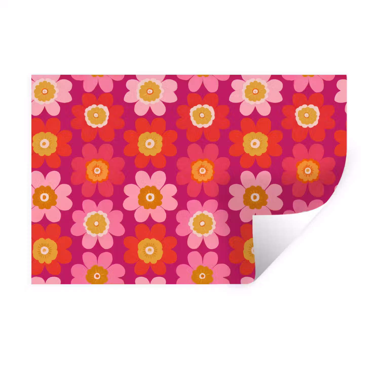 Bloemen - Retro - Kleurrijk Muursticker klein 286 -3d