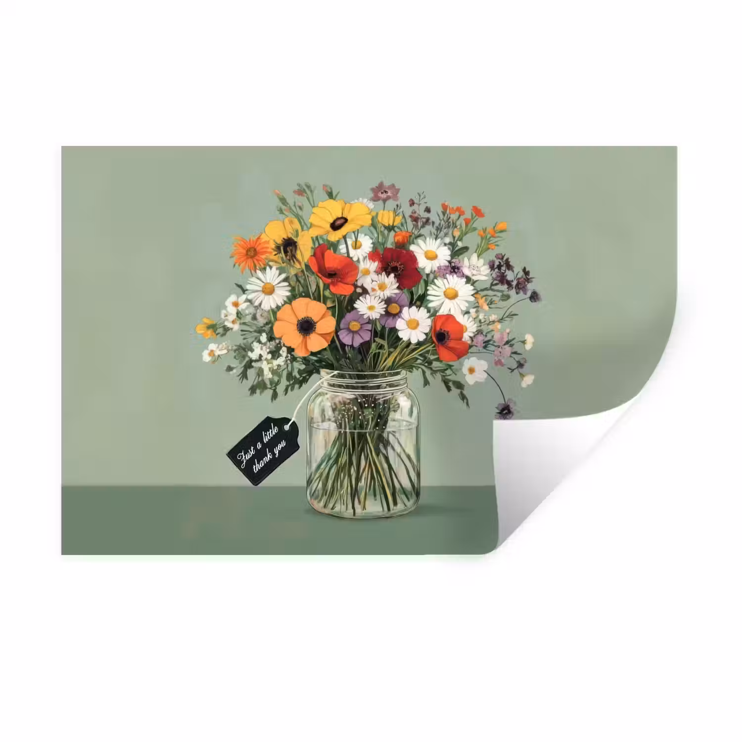 Bloemen - Vaas - Kaartje Muursticker klein -3d