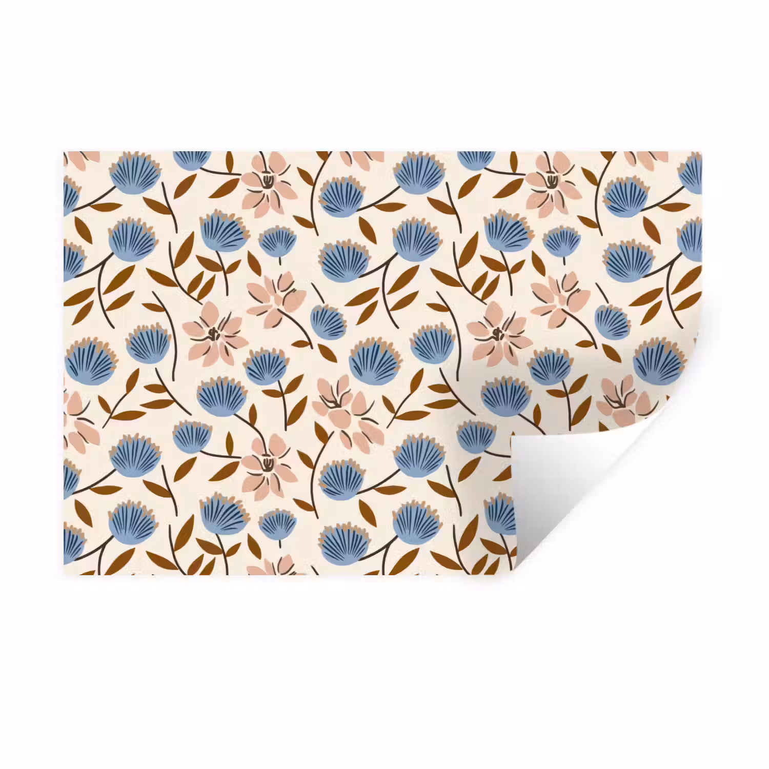 Bloemen - Wild - Blauw Muursticker klein 286 -3d