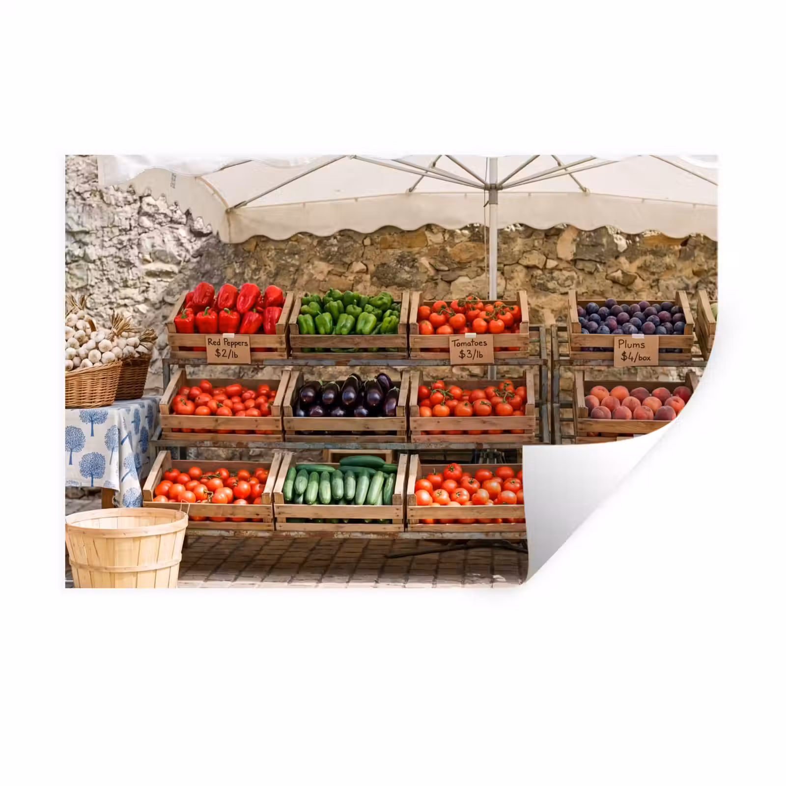 Wall Sticker - Food - Market - Fresh - Eten - Markt - Vers Muursticker klein
