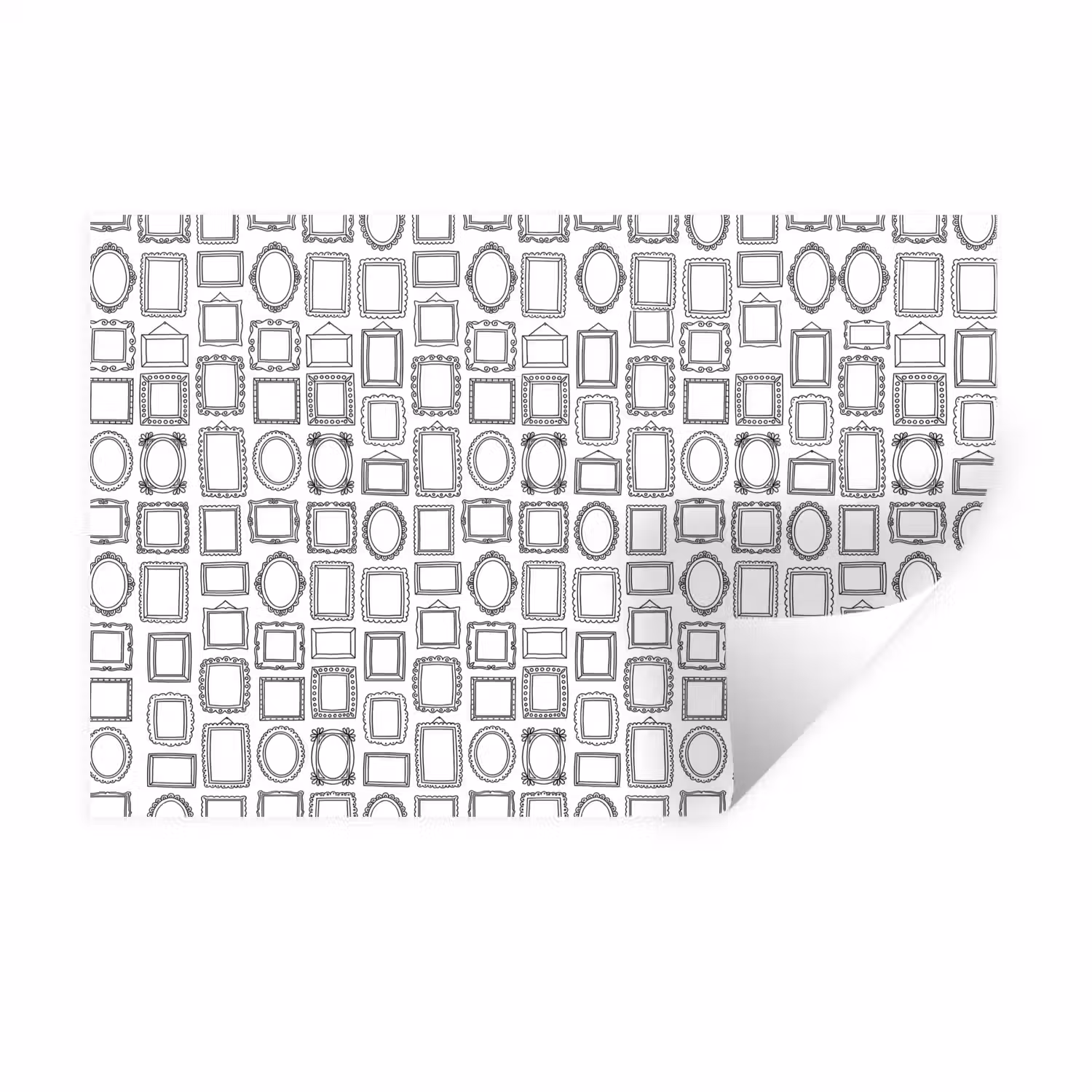 Lijsten - Patroon - Decoratie - Schets - Zwart-wit Muursticker klein -3d