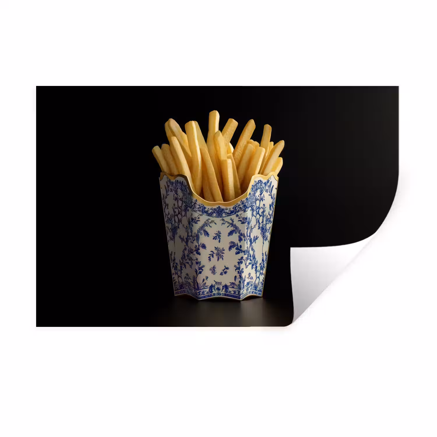 Friet - Porselein - Delfts blauw - Eten Muursticker klein -3d