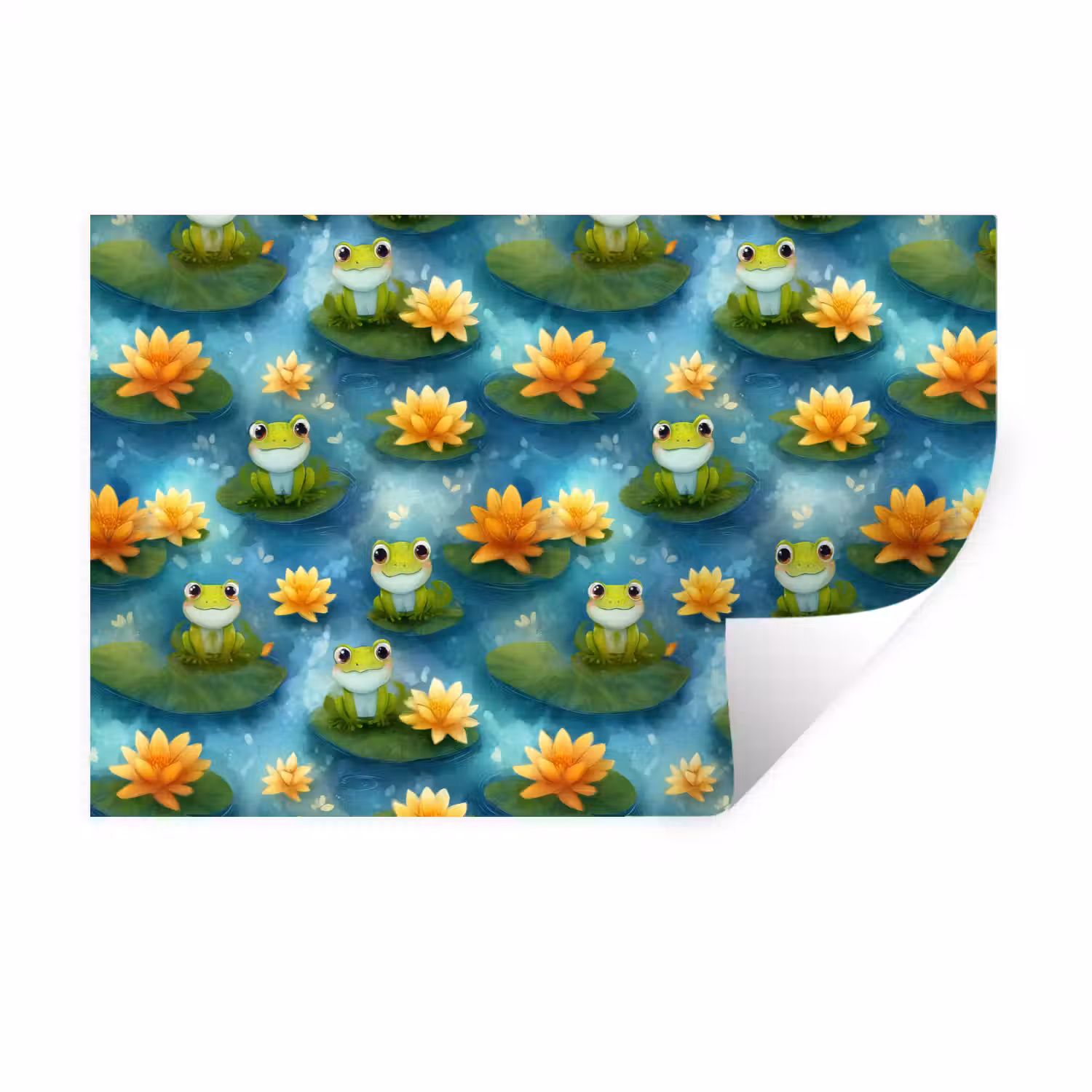 Kikker - Lelies - Groen Muursticker klein 286 -3d