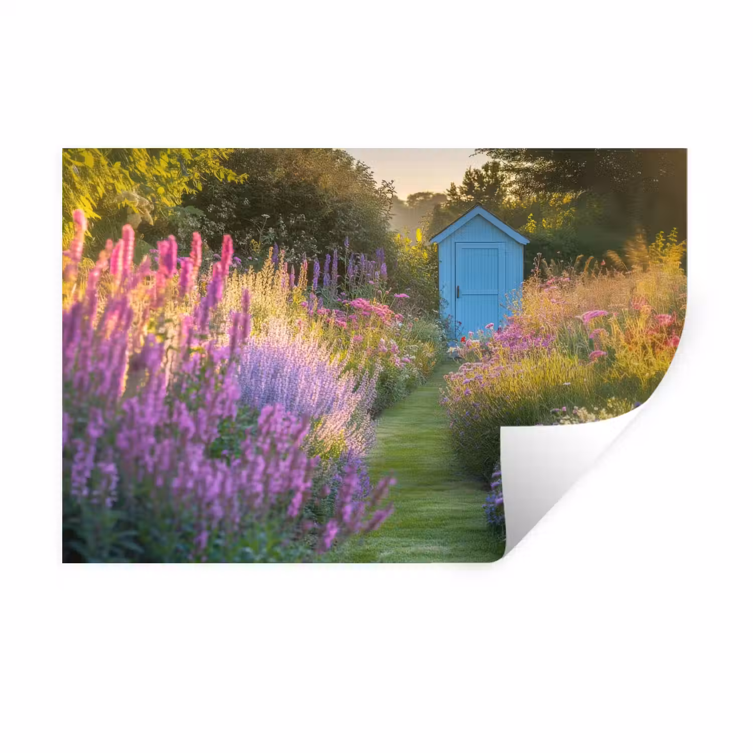 Tuinhuisje - Blauw - Bloemen Muursticker klein -3d