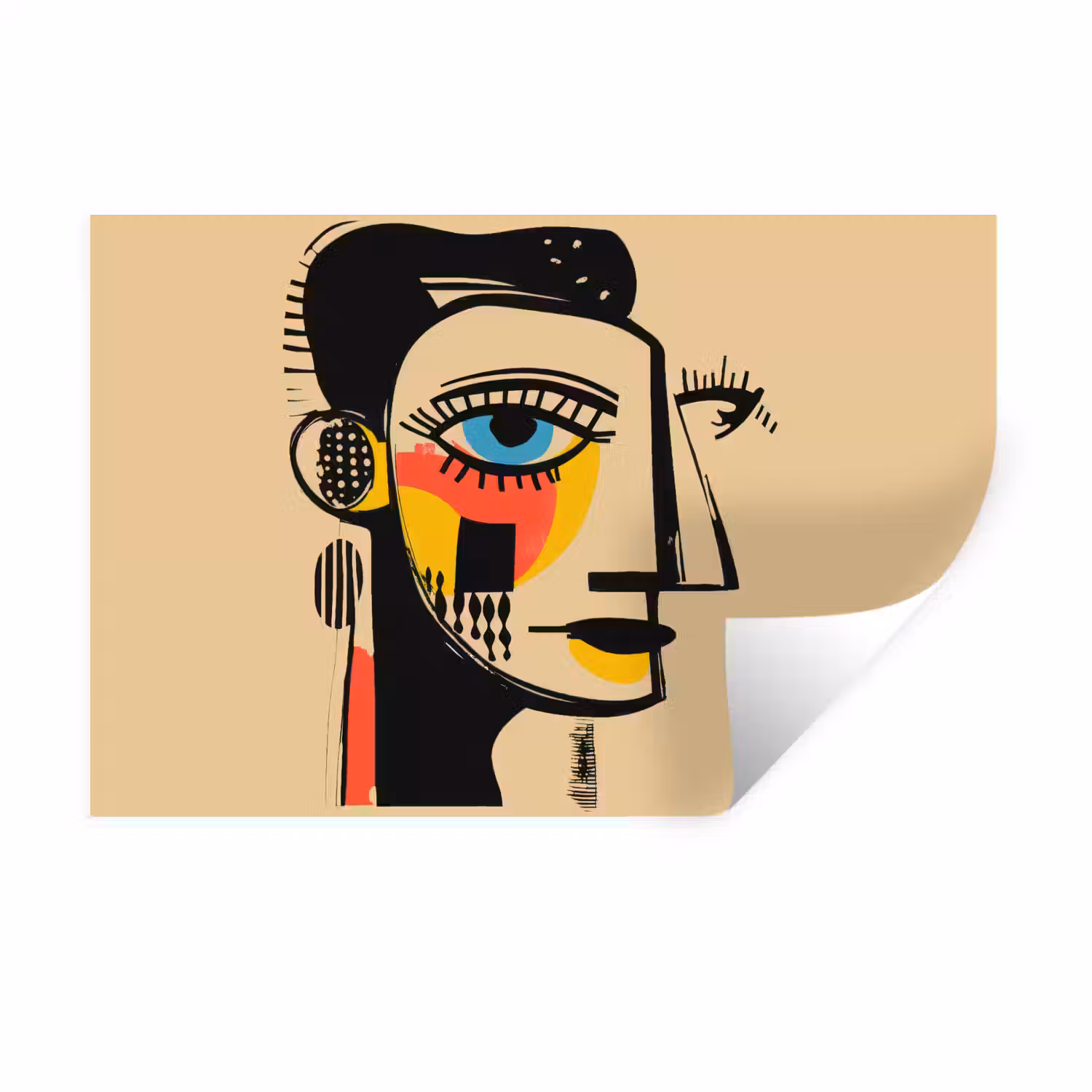 Geometrisch - Felle kleuren - Kubistische stijl Muursticker klein -3d