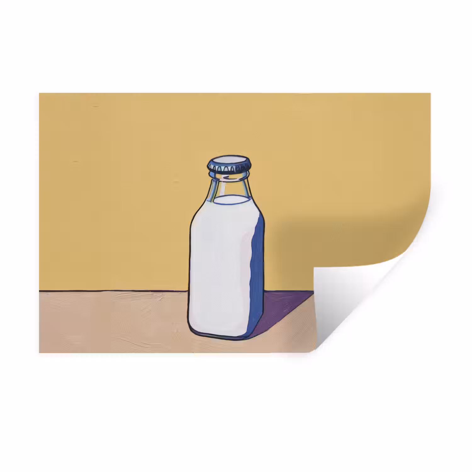 Glazen - Fles - Illustratie - Melk Muursticker klein -3d