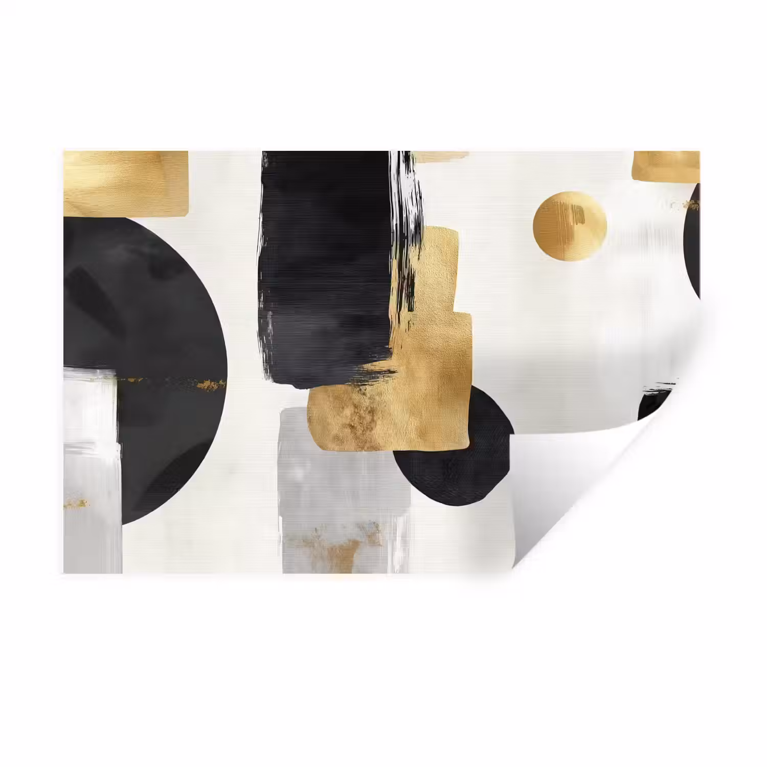 Goud - Rechthoeken - Cirkels - Abstract Muursticker klein -3d