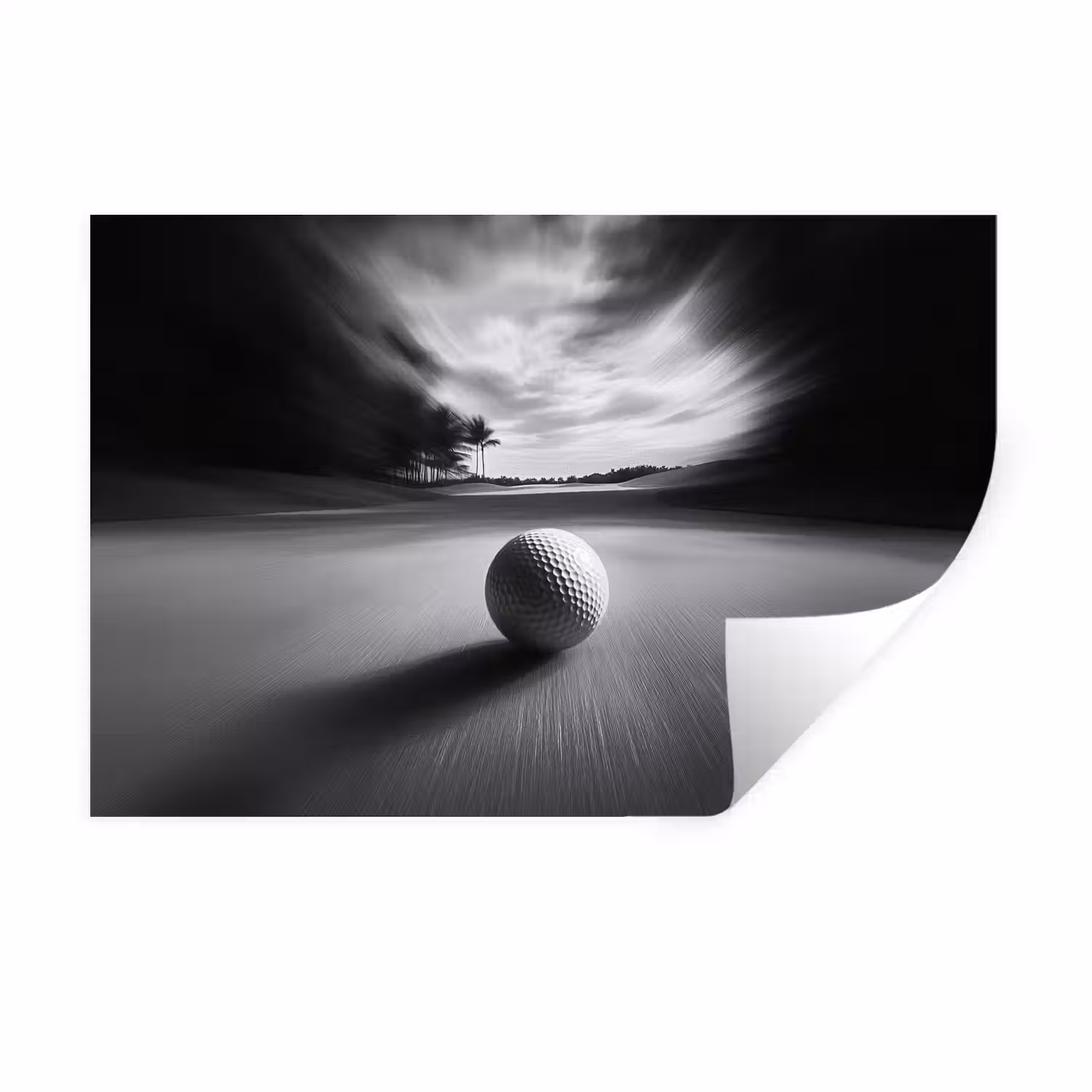 Golfbal - Wazig - Zwart Muursticker klein -3d