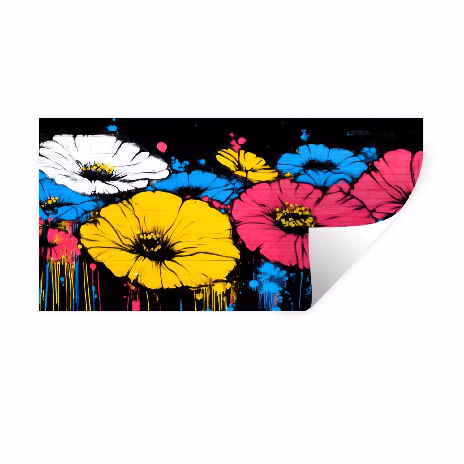 Graffiti - Bloemen - Kleur Muursticker klein -3d