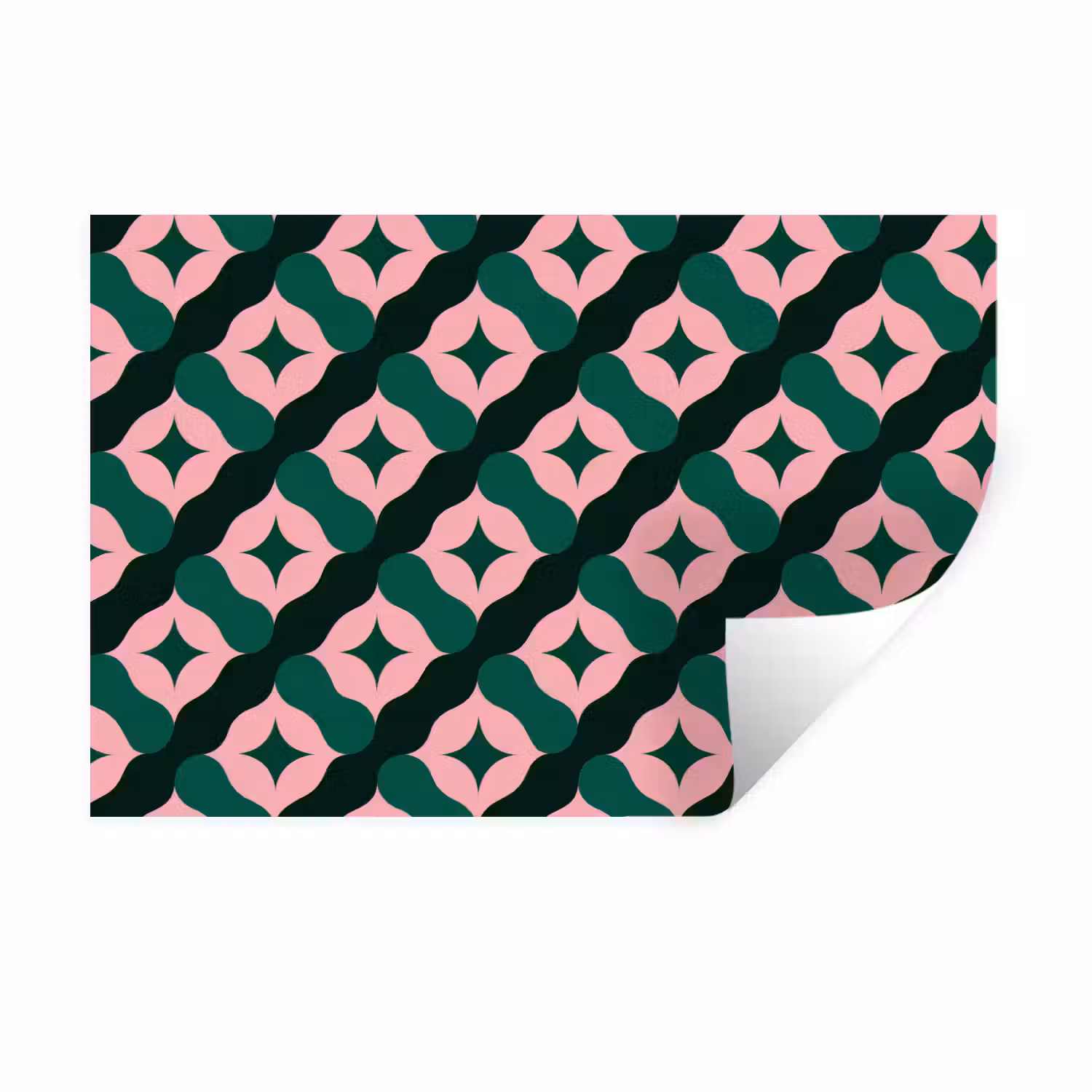 Groen - Roze - Retro - Sterren Muursticker klein 286 -3d