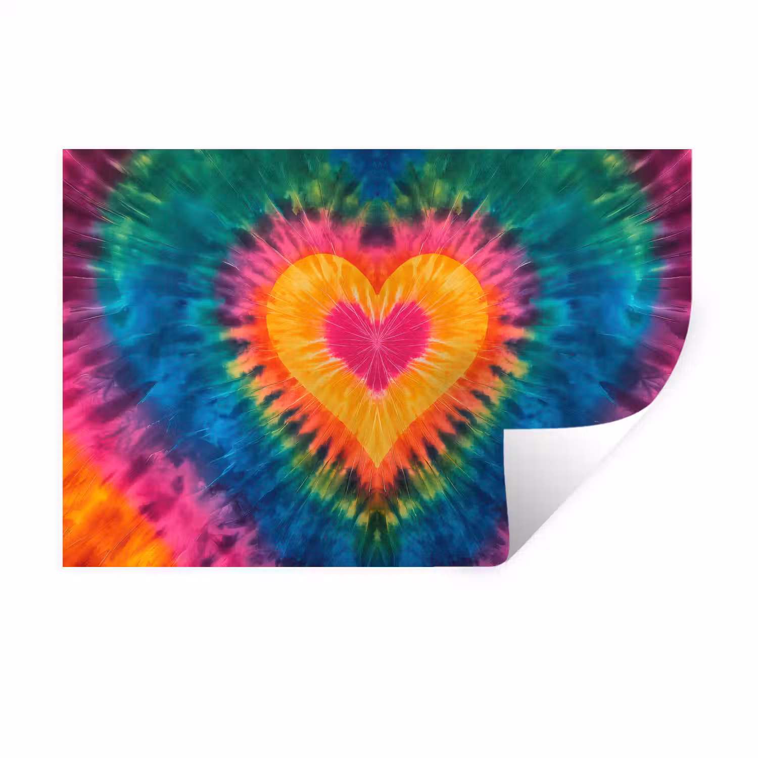 Hart - Tie Dye - Kleurrijk Muursticker klein -3d