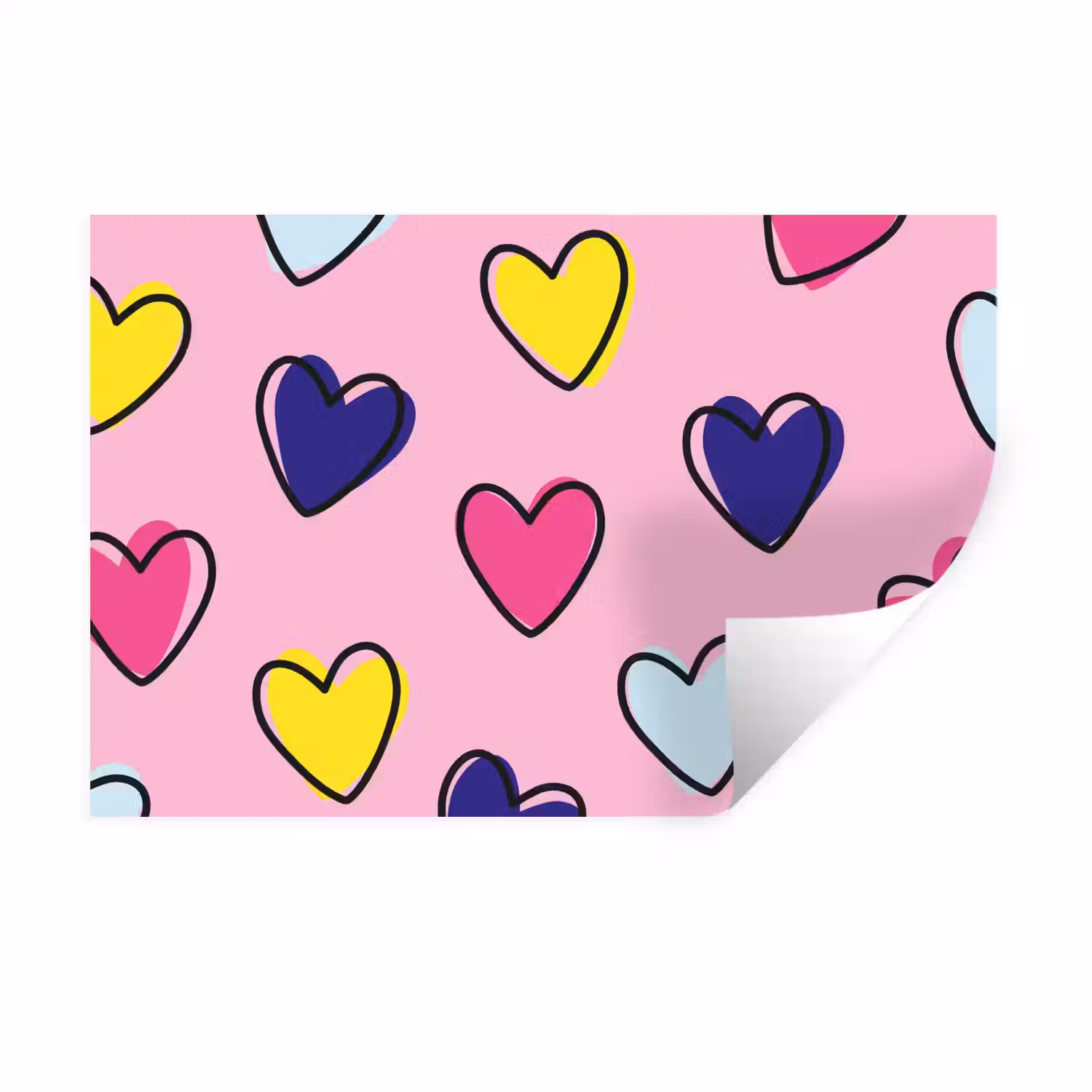 Hartjes - Valentijn - Patroon - Kleurrijk Muursticker klein -3d
