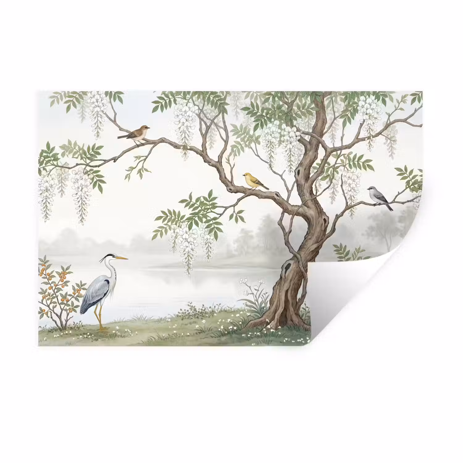 Reiger - Landschap - Groen Muursticker klein -3d