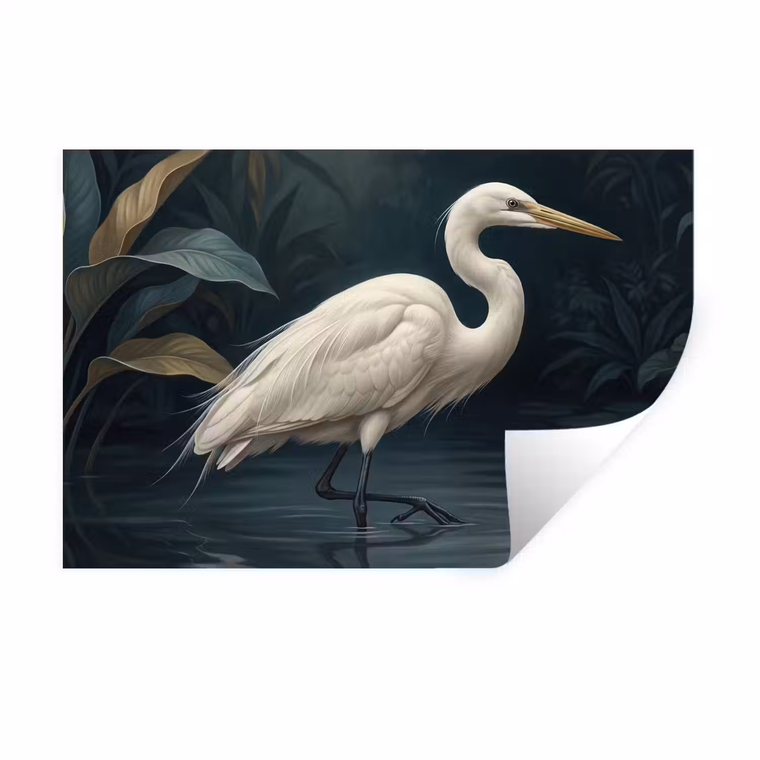 Reiger - Water - Natuur - Modern - Wit Muursticker klein -3d