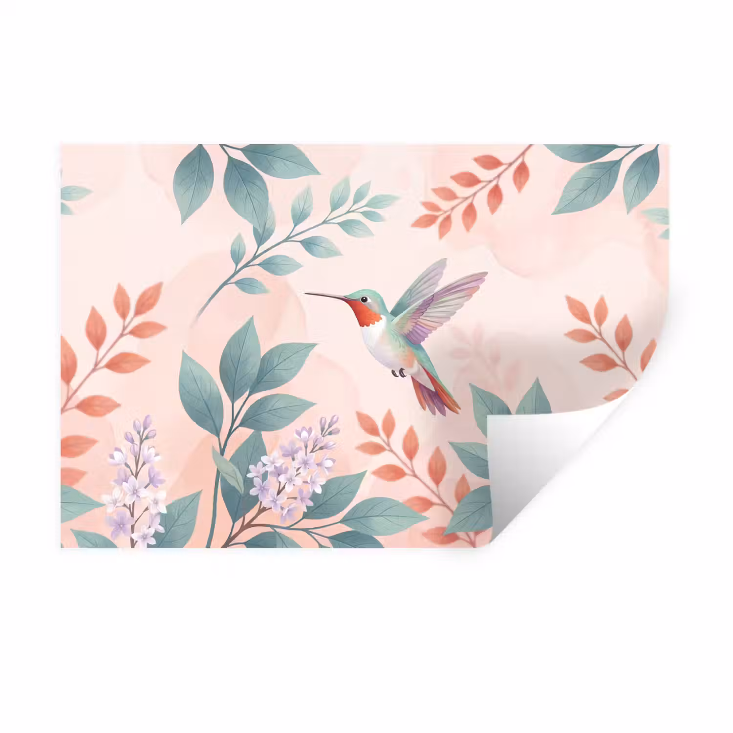 Kolibrie - Vliegen - Natuur - Illustratie - Kleurrijk Muursticker klein -3d