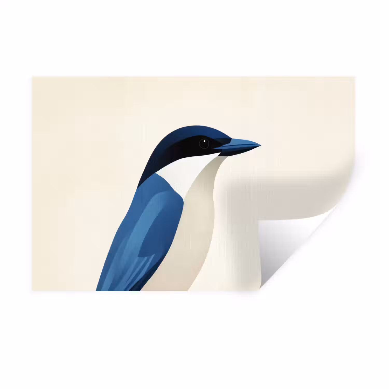 Illustratie - Blauw - Vogel Muursticker klein -3d