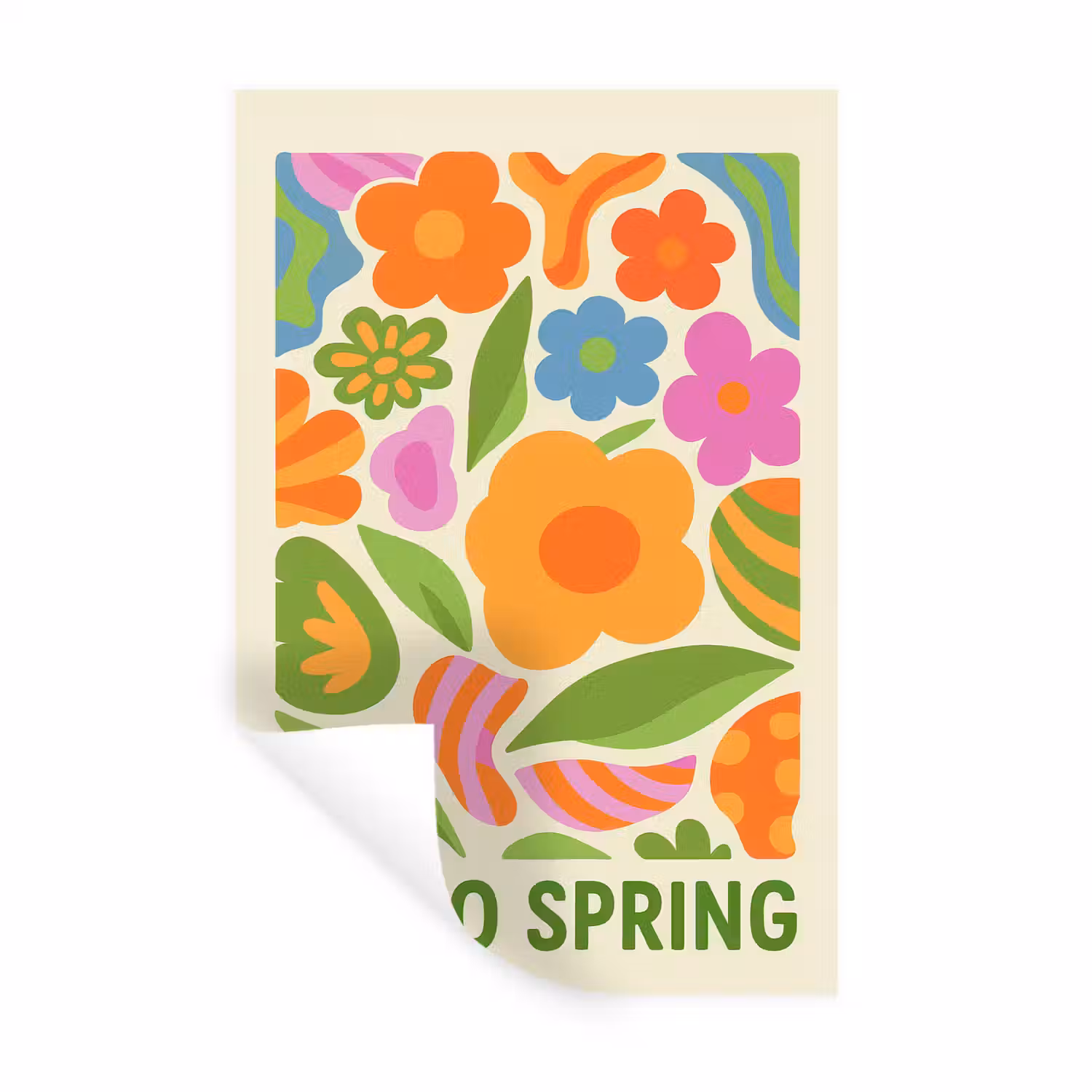 Illustratie - Bloemen - Quote - Kleurrijk Muursticker klein -3d