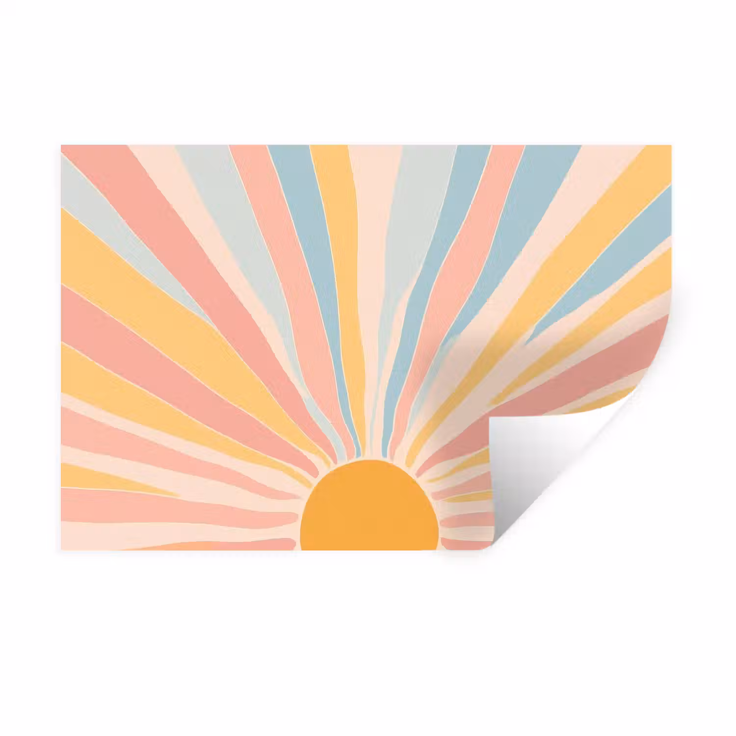 Illustratie - Zon - Pastelkleuren Muursticker klein -3d
