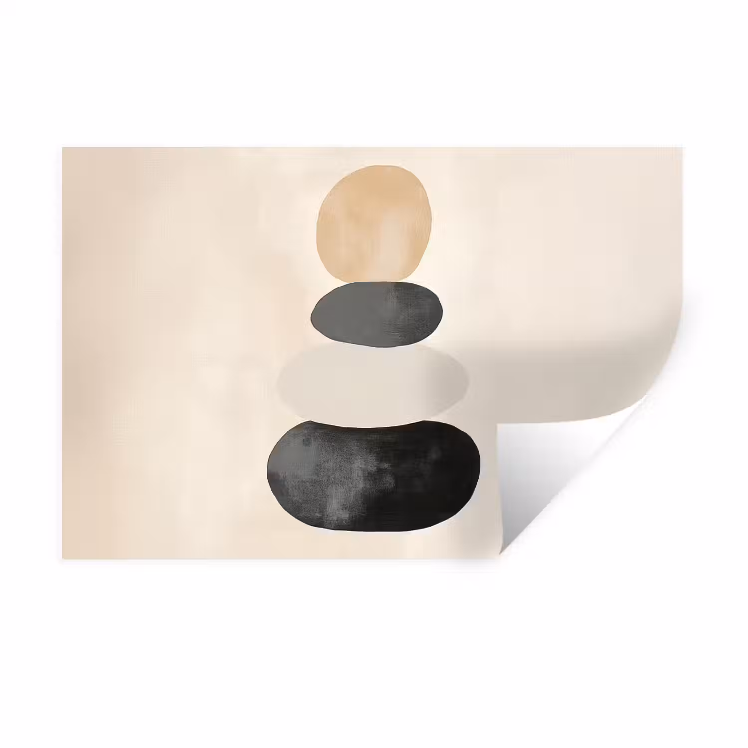 Japandi - Wabi sabi - Beige Muursticker klein -3d